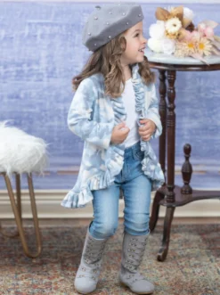 In Command Blue Camo Ruffle Cardigan -Kid's Apparel Sales 1P9A7874A scaled