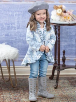 In Command Blue Camo Ruffle Cardigan -Kid's Apparel Sales 1P9A7875A scaled