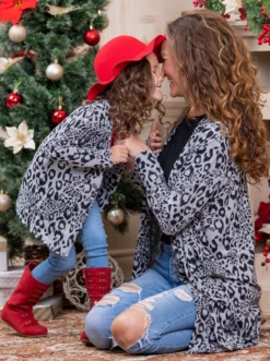 Mommy & Me Snow Leopard Love Cardigan