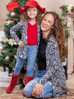 Mommy & Me Snow Leopard Love Cardigan -Kid's Apparel Sales 1P9A8933A