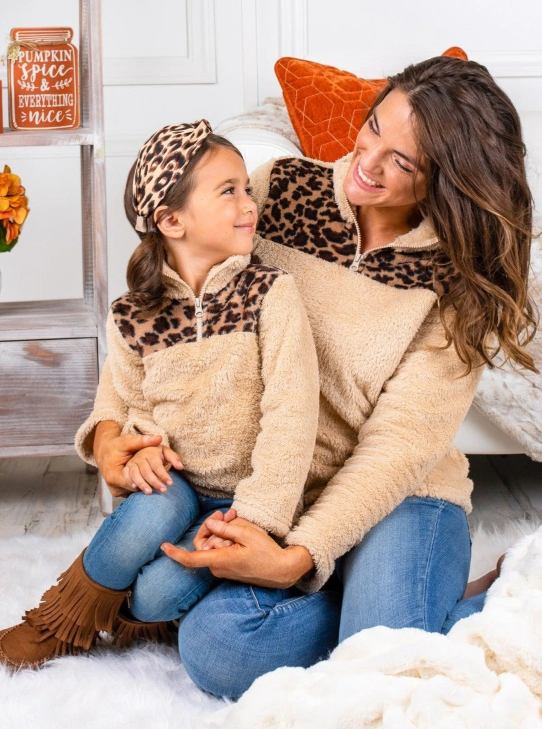 Mommy & Me Fleece Leopard Pullover Sweater 2 Mommy & Me Fleece Leopard Pullover Sweater - Image 2