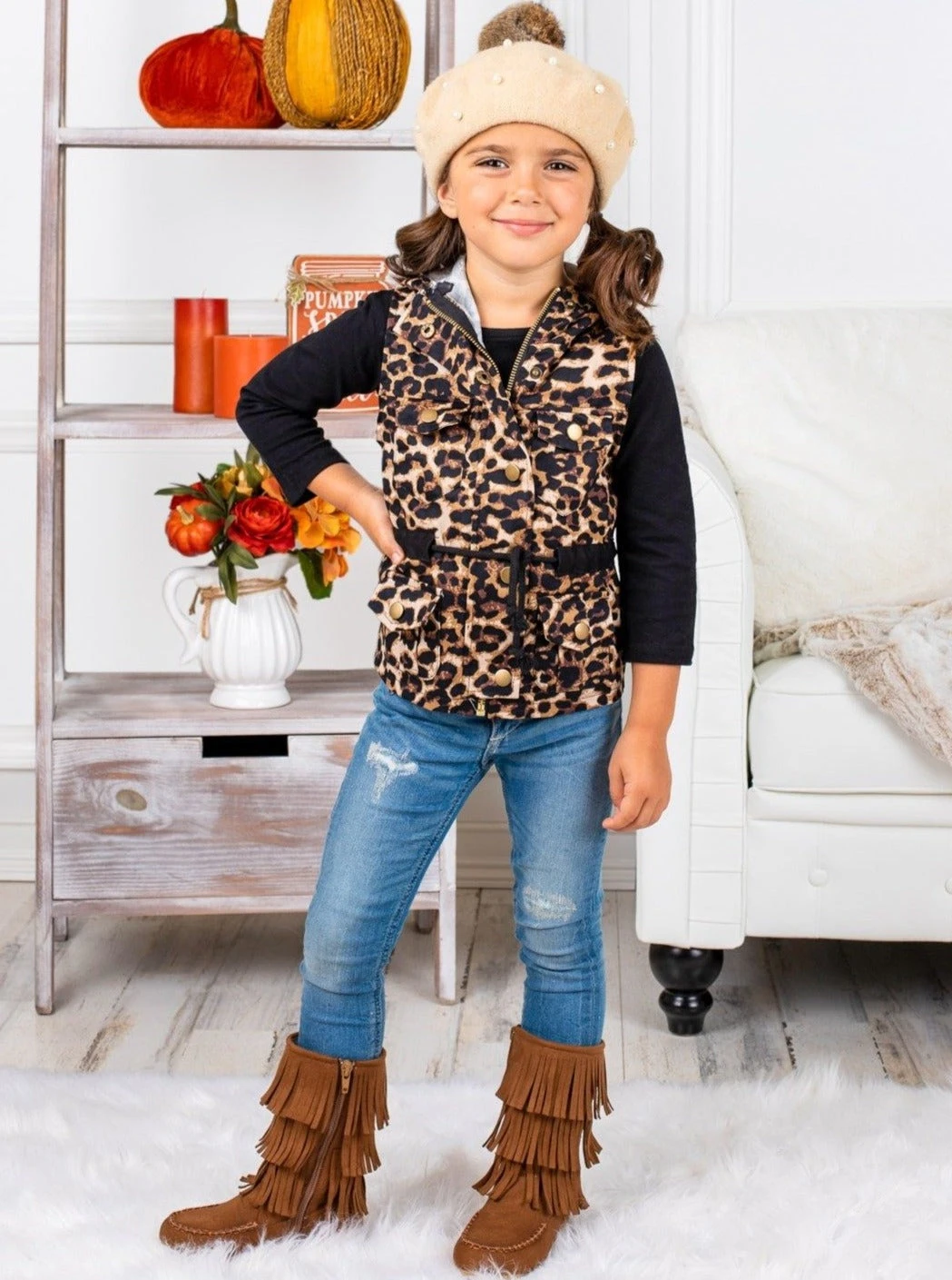 Mommy & Me Top & Leopard Hoodie Vest Set 6 Mommy & Me Top & Leopard Hoodie Vest Set - Image 6