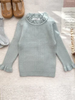 Looks So Sweet Ruffle Collar Knit Sweater 12 Looks So Sweet Ruffle Collar Knit Sweater -Kid's Apparel Sales 2510