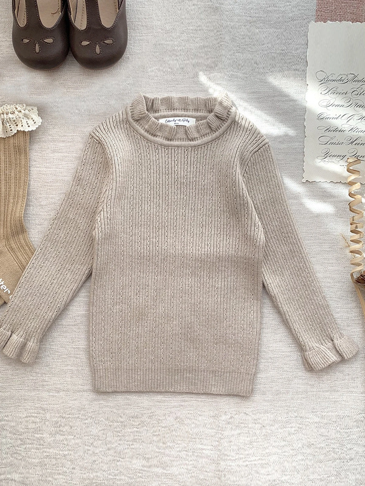 Looks So Sweet Ruffle Collar Knit Sweater 4 Looks So Sweet Ruffle Collar Knit Sweater - Image 4