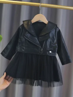 Wild Child Vegan Leather Jacket & Skirt Set