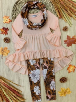 Autumn Blossom Tunic, Scarf & Legging Set