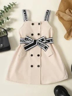 Fall Favorite Beige Belted Strap Dress