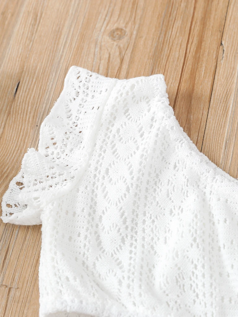 Ladylike Lace One Shoulder Crop Top & Skirt Set 4 Ladylike Lace One Shoulder Crop Top & Skirt Set - Image 4