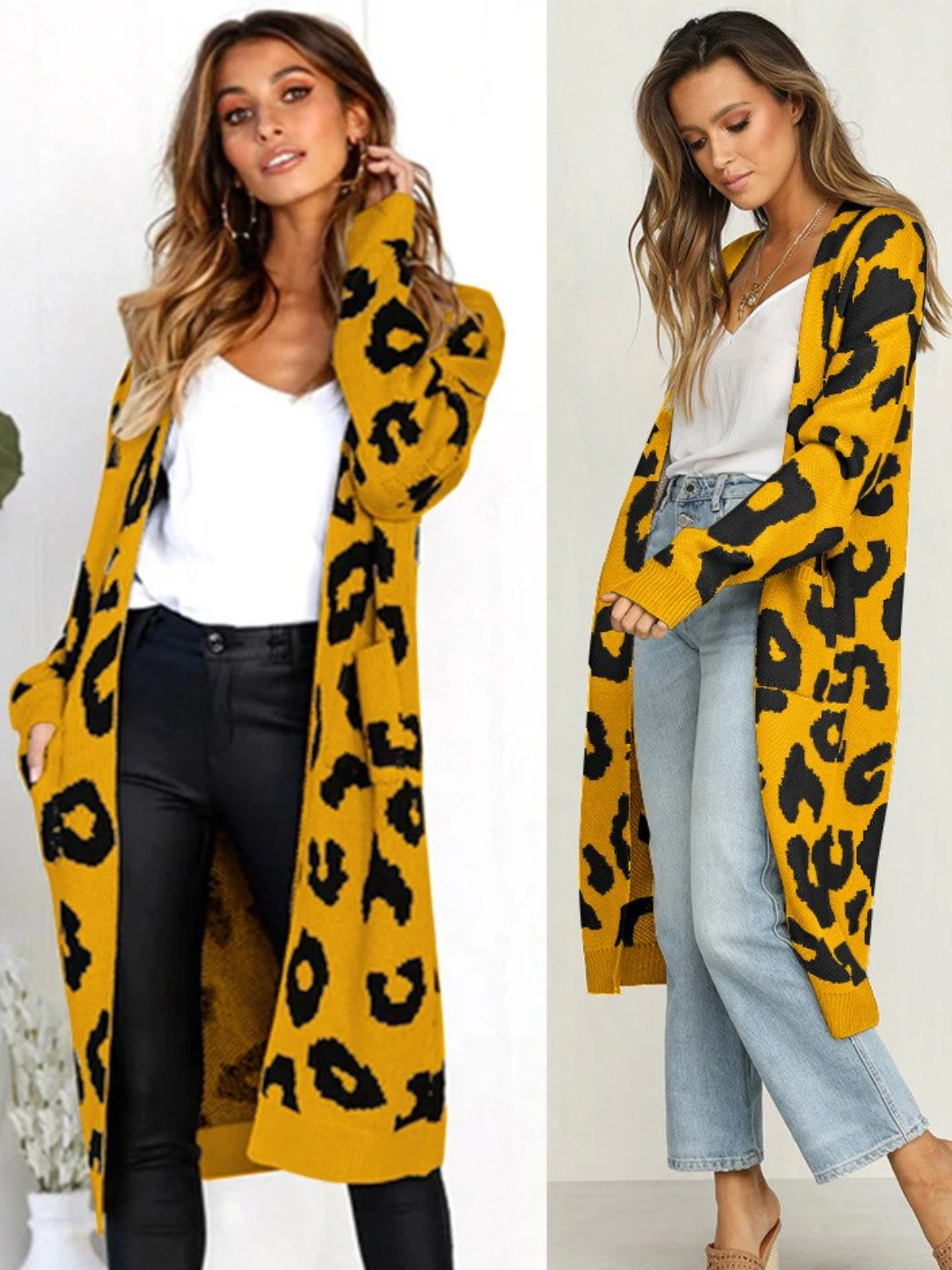 Mommy & Me Leopard Print Knitted Long Cardigan 2 Mommy & Me Leopard Print Knitted Long Cardigan - Image 2