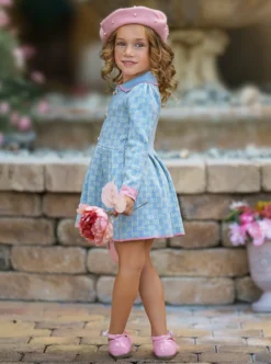 My Little Model Blue Monogram Dress 8 My Little Model Blue Monogram Dress -Kid's Apparel Sales 6731126964288 Blue 2
