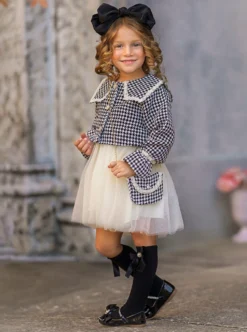 My Classy Girl Black Houndstooth Blazer & Dress Set -Kid's Apparel Sales 6731191910464 Black 4