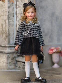 Little VIP Tweed Tutu Dress & Blazer Set -Kid's Apparel Sales 6731194236992 Black 2