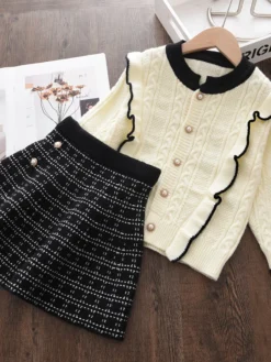 Precious Pearl Cardigan & Matching Skirt Set