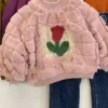 Snuggle Buddy Patchwork Pink Oversized Sweater