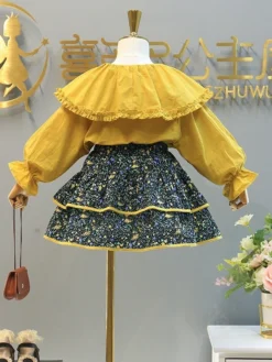 Calico Cuteness Ruffle Blouse & Tiered Skirt Set -Kid's Apparel Sales 92d8ec66a3cae12024543041dccf5780