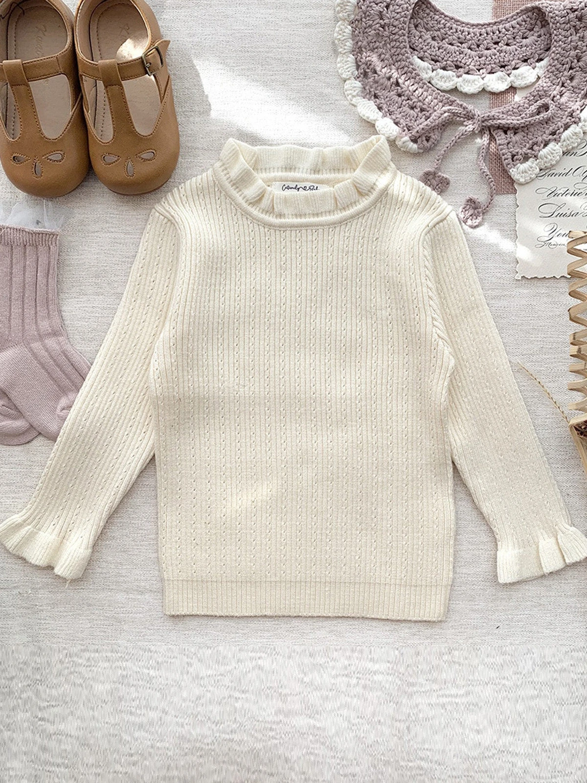 Looks So Sweet Ruffle Collar Knit Sweater 2 Looks So Sweet Ruffle Collar Knit Sweater - Image 2