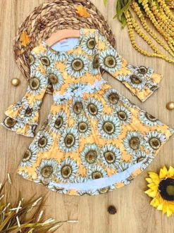 60s Chic Hi-Lo Sunflower Dress -Kid's Apparel Sales AUG20CPDR1YWS