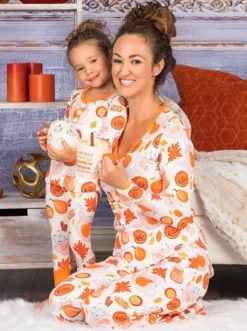 Mommy & Me Cozy Pumpkin Spice Pajama Set -Kid's Apparel Sales AUG20CPPAJ2BOW 2 4685cd1c e4dd 49d9 8d0a a39af6a7ab63