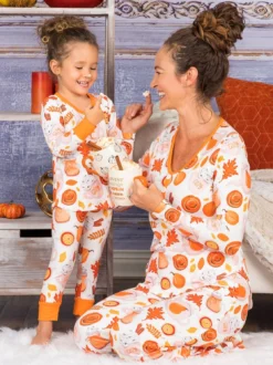 Mommy & Me Cozy Pumpkin Spice Pajama Set