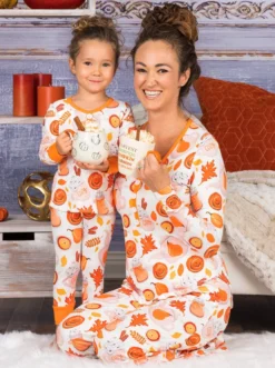 Mommy & Me Cozy Pumpkin Spice Pajama Set -Kid's Apparel Sales AUG20CPPAJ2BOW 6 86248d0b ef95 45d9 8a95 6f21c14bf646