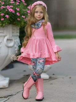Flawless Hi-Lo Ruffle Tunic, Floral Leggings & Scarf Set 11 Flawless Hi-Lo Ruffle Tunic, Floral Leggings & Scarf Set -Kid's Apparel Sales AUG20CPSET4RGF e07f4e06 4539 4976 b1a8 f25282a7f39a