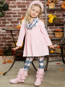 Forest Friends Tunic, Legging & Scarf Set -Kid's Apparel Sales AUG20CPSET5GPW 5 scaled