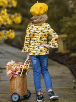 Brightest Sunflower Patched Jeans Set -Kid's Apparel Sales AUG20CPSET8BYW 3