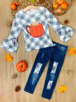 But First, Pumpkin Spice Patched Jeans Set 11 But First, Pumpkin Spice Patched Jeans Set -Kid's Apparel Sales AUG20CPSET8GPL