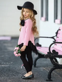 Fine Lines Lace Tunic & Trimmed Legging Set 8 Fine Lines Lace Tunic & Trimmed Legging Set -Kid's Apparel Sales AUG91SET7PB 2