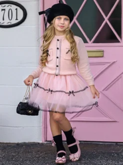Bows & Tulle Sweater & Tutu Skirt Set