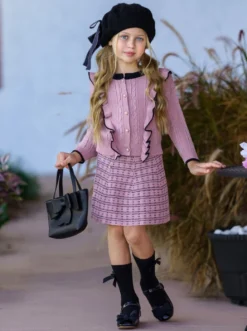 Future Leader Classy Blush Cardigan & Skirt Set