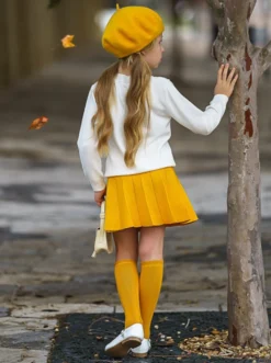 You're The Sunflower Cardigan & Pleated Skirt Set -Kid's Apparel Sales DSC03217