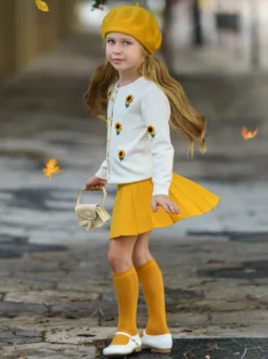 You're The Sunflower Cardigan & Pleated Skirt Set -Kid's Apparel Sales DSC03248