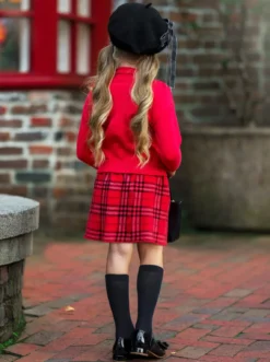 Pearled & Fab Ruffled Cardigan & Plaid Skirt Set -Kid's Apparel Sales DSC03554p