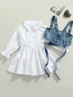 Delicate Dream Dress & Denim Vest Set