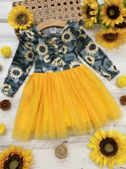 Bright As A Sunflower Ruffle Tutu Dress -Kid's Apparel Sales FALL12DR17CACSY scaled
