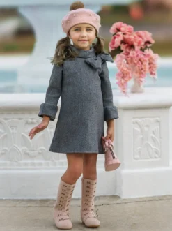 Fancy Fabulous Bow Ashen A-Line Dress 10 Fancy Fabulous Bow Ashen A-Line Dress -Kid's Apparel Sales FALL12DR6CAGR 3