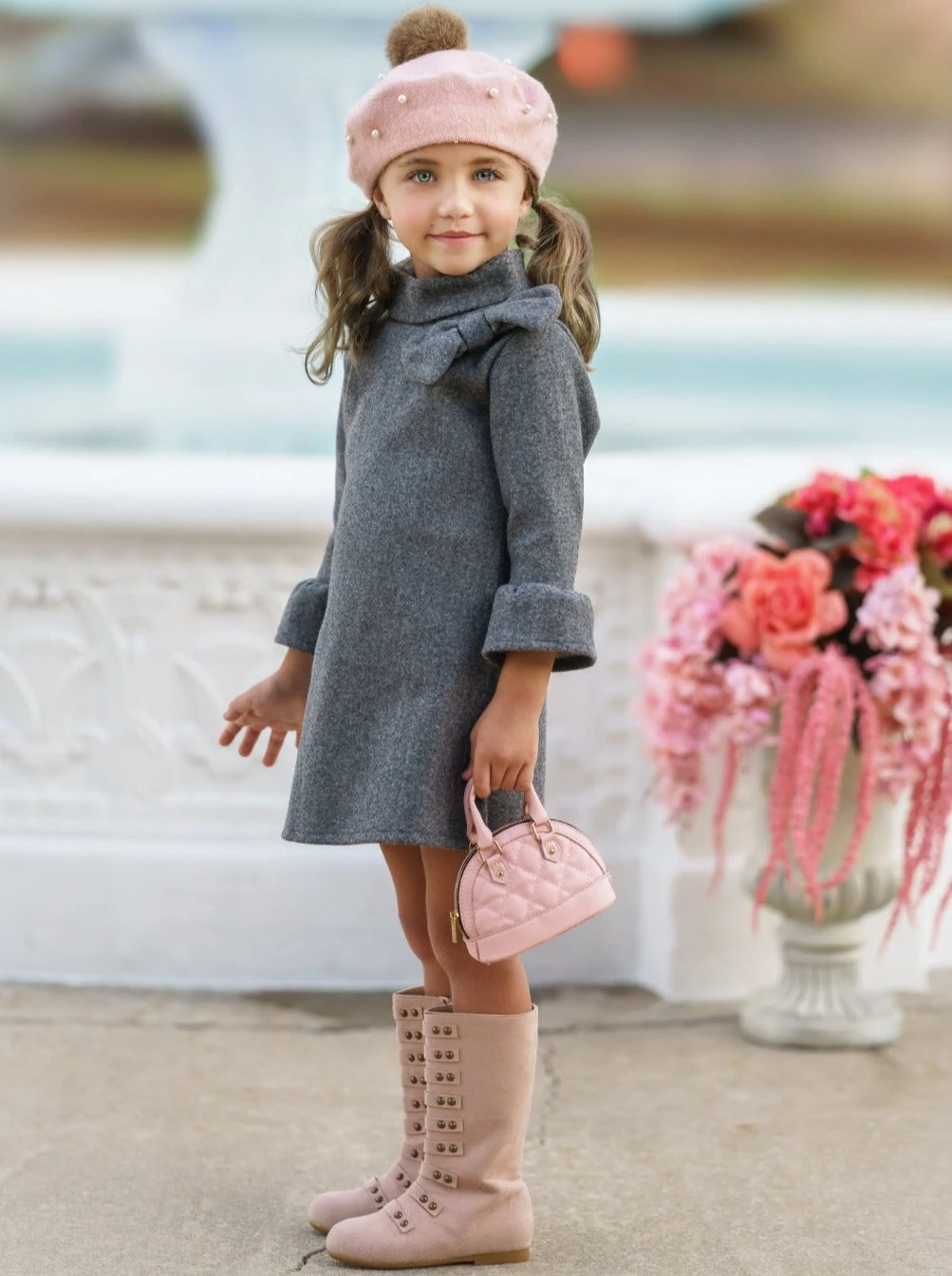 Fancy Fabulous Bow Ashen A-Line Dress 2 Fancy Fabulous Bow Ashen A-Line Dress - Image 2