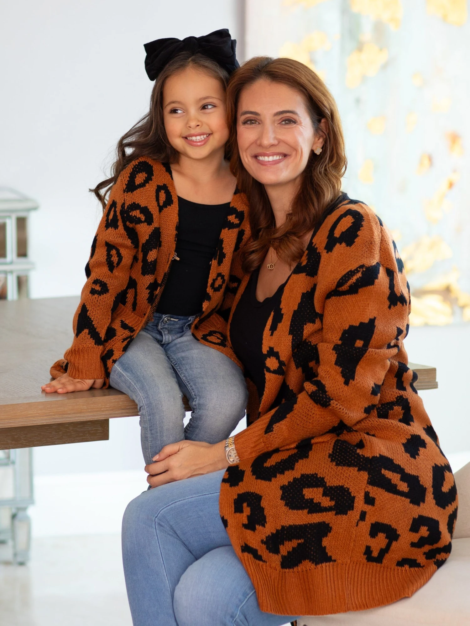 Mommy & Me Fierce Friends Oversized Leopard Cardigan 1 Mommy & Me Fierce Friends Oversized Leopard Cardigan