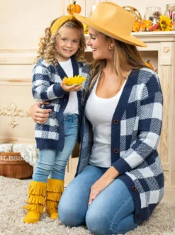 Mommy & Me Falling Leaves Oversized Cardigans