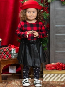 Spotted In Plaid Top, Skirt & Legging Set 8 Spotted In Plaid Top, Skirt & Legging Set -Kid's Apparel Sales FALL12SET10CAPBP 6