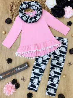 Unspookable Hi-Lo Tunic, Leggings & Scarf Set -Kid's Apparel Sales FALL12SET11CAPBW scaled