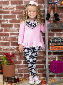 Unspookable Hi-Lo Tunic, Leggings & Scarf Set -Kid's Apparel Sales FALL12SET11CAPBW 11 scaled