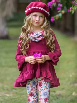 Fall-ishous Flowers Tunic, Leggings & Scarf Set 9 Fall-ishous Flowers Tunic, Leggings & Scarf Set -Kid's Apparel Sales FALL12SET17CABFL