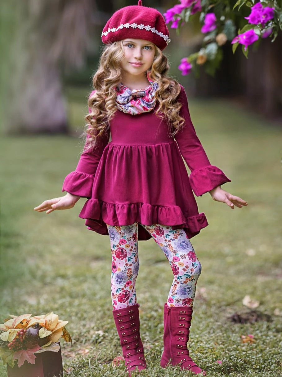 Fall-ishous Flowers Tunic, Leggings & Scarf Set 1 Fall-ishous Flowers Tunic, Leggings & Scarf Set
