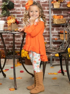 Fall-ishous Tunic, Floral Leggings & Scarf Set -Kid's Apparel Sales FALL12SET18CAOFL 1 scaled