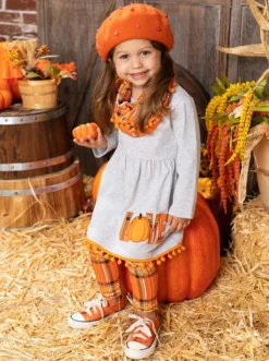 Love Pumpkins Tunic, Plaid Leggings & Scarf Set