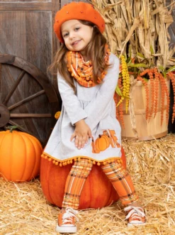 Love Pumpkins Tunic, Plaid Leggings & Scarf Set 8 Love Pumpkins Tunic, Plaid Leggings & Scarf Set -Kid's Apparel Sales FALL12SET19CAGLO 3 scaled
