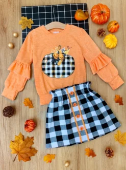Ahead Of The Carve Plaid Skirt Set