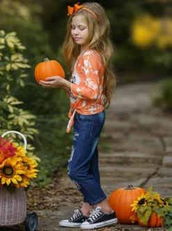 It's Pumpkin Season Patched Jeans Set -Kid's Apparel Sales FALL12SET21CAOTD 2